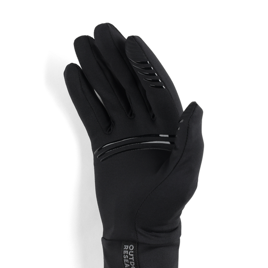 Outdoor Research Men's Vigor Lightweight Sensor Glove in Black, palm view