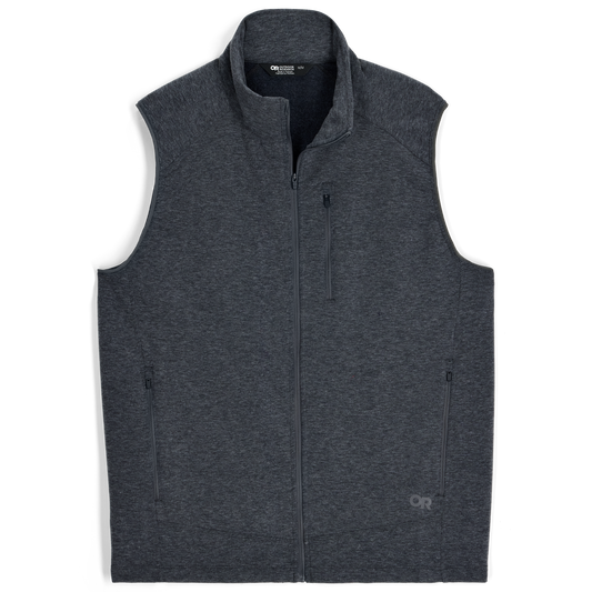 Outdoor Research Men's Crescent Fleece Vest in Storm Heather, front view