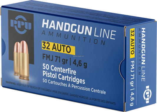 PPU 32 Auto FMJ 71gr Pistol Ammo