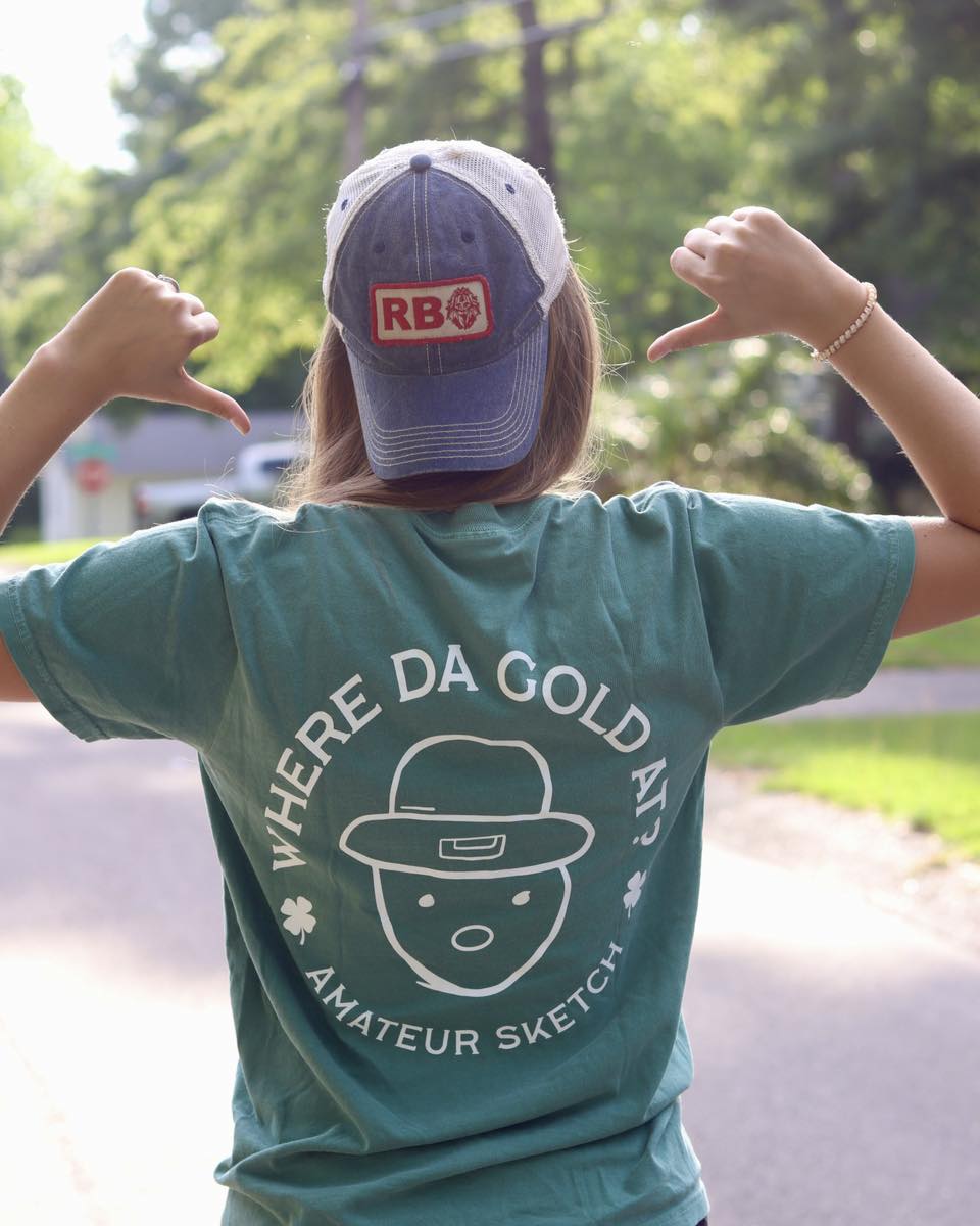 RBO Crichton Leprechaun Amateur Sketch Tee - Green Comfort Colors Shirt