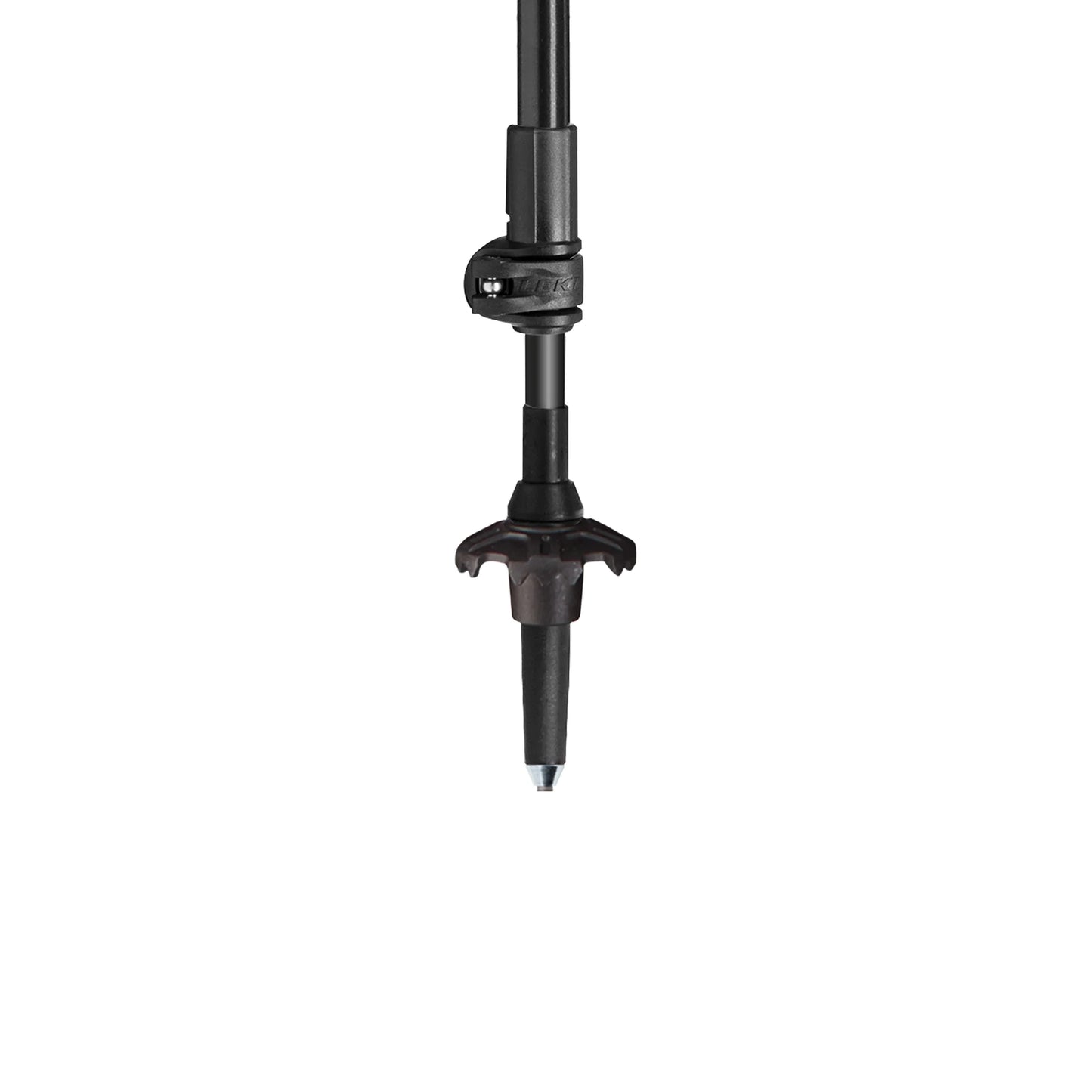 Carbide flex tip with trekking basket on the LEKI Makalu Cork Lite trekking pole for stability on various terrains.