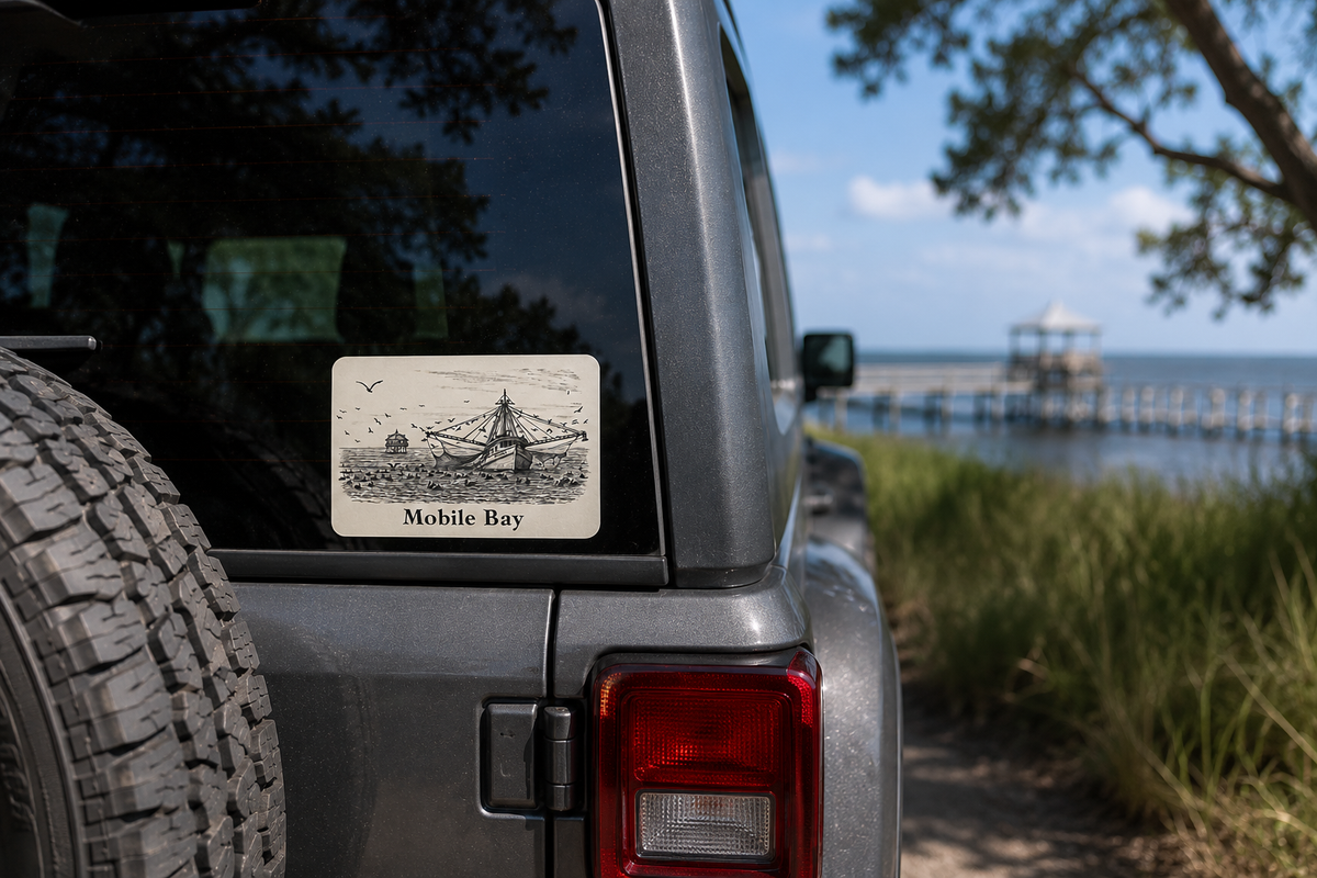 Mobile Bay Shrimp Boat Sticker