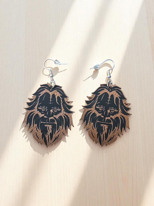 Leather Sasquatch Earrings by Mobile Bay Woodworking