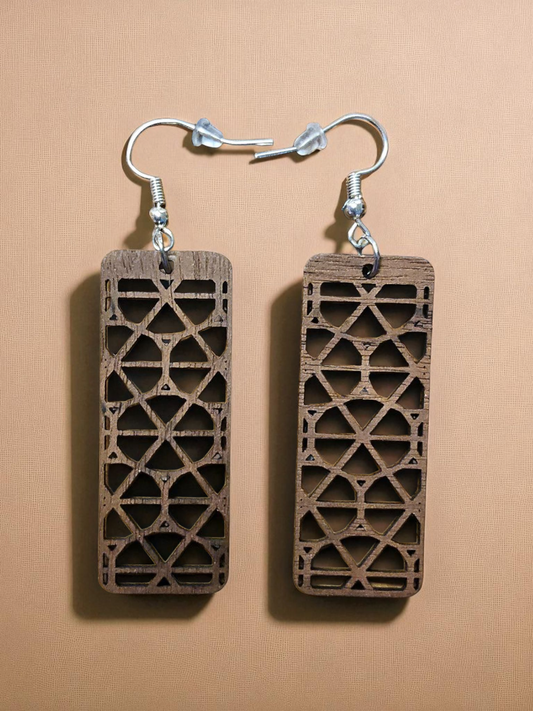 Wooden Rectangle Earrings by Mobile Bay Woodworking