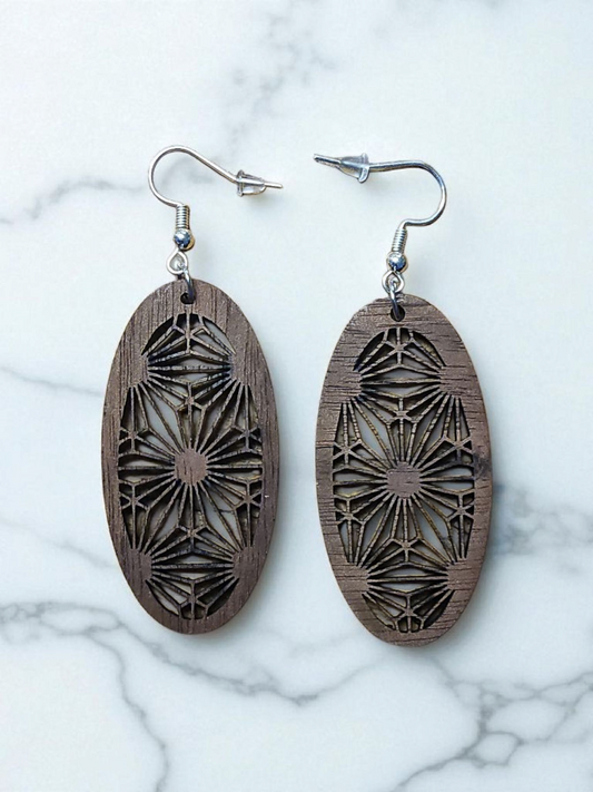 Wooden Oval Earrings by Mobile Bay Woodworking