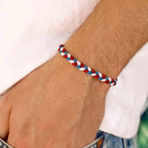 Puravida: Multi Braided Bracelet Red White Blue