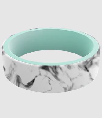 Women's Switch Reversible Silicone Ring Marble and Aqua