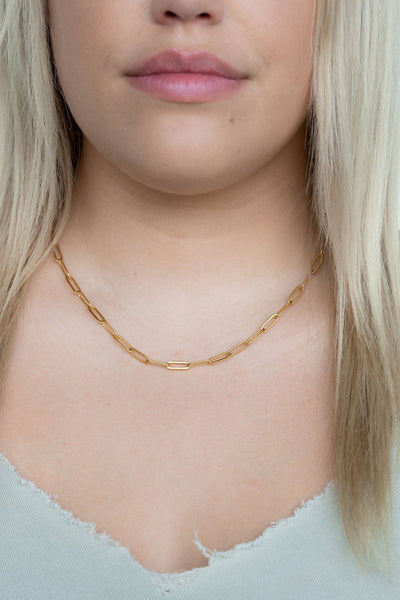 Luxury Gold Paper Clip Chain - 18" - Jewelry