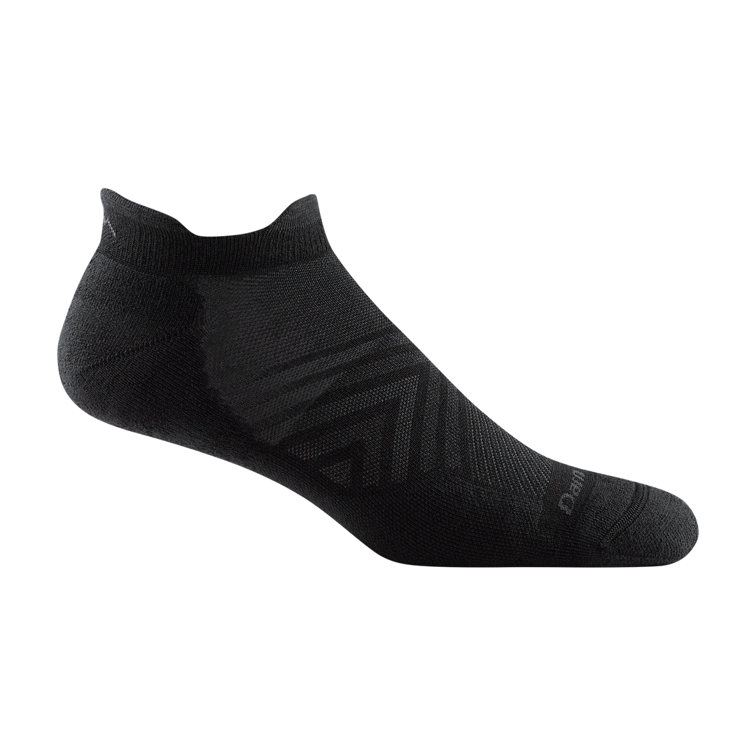 Darn Tough men's 1039 Run No Show Tab cushioned running sock in Black, product view