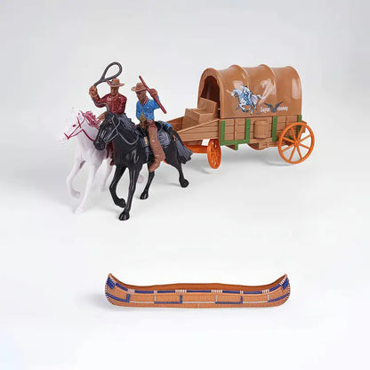 Native American figures with teepee and totem pole playset