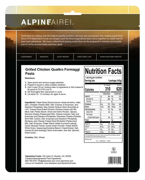 Alpine Aire Grilled Chicken Quattro Formaggi Pasta