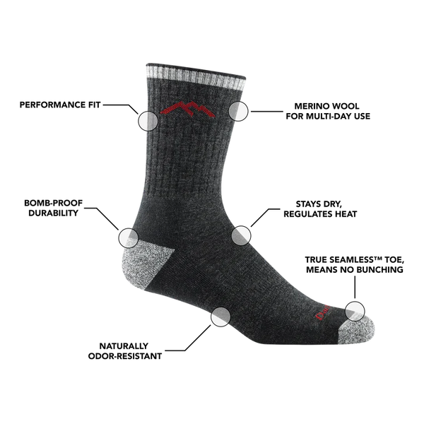 Darn Tough Men's Hiker Micro Crew Midweight Hiking Sock