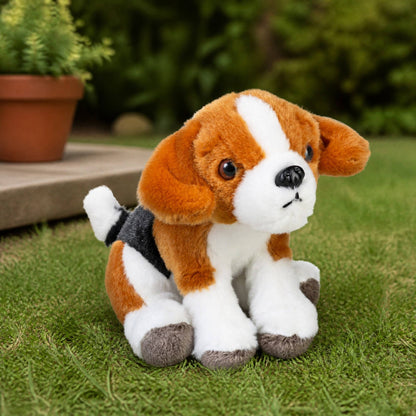 Wild Republic Pocketkins Eco Beagle Stuffed Animal, 5 Inch, outdoor lifestyle view