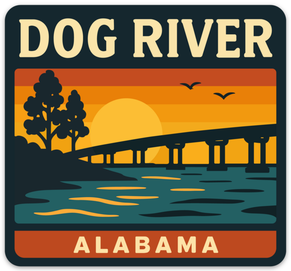 Dog River Sunset Sticker