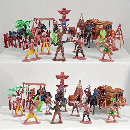 Covered wagon and stagecoach toy set with riders