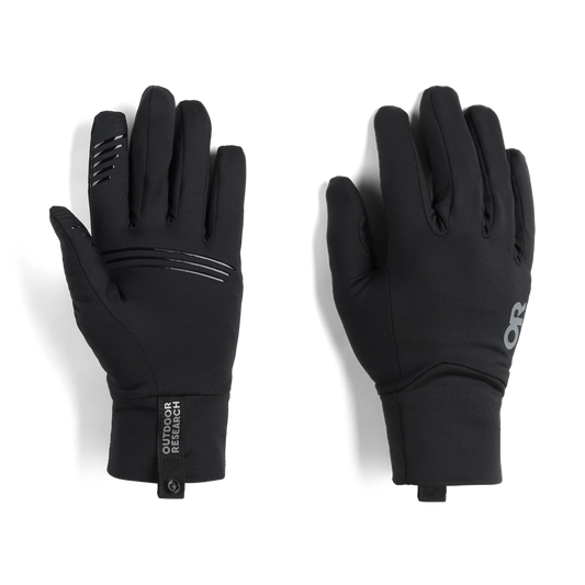 Outdoor Research Men's Vigor Lightweight Sensor Glove in Black, front view