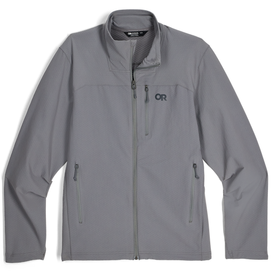 Outdoor Research Men's Ultima Soft Shell Jacket in Wolf Grey, front view