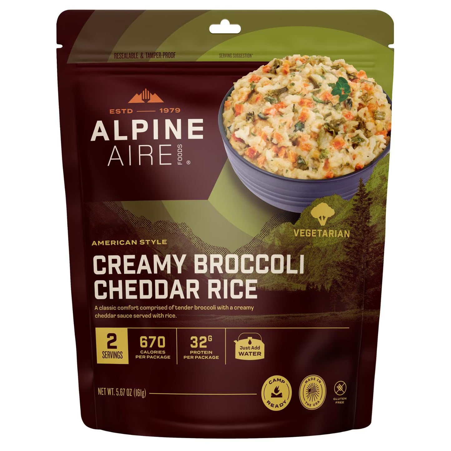 AlpineAire Creamy Broccoli Cheddar Rice Freeze-Dried Meal