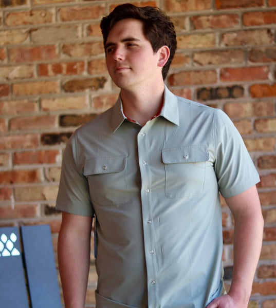 RBO Men's Short Sleeve Tech Button Up