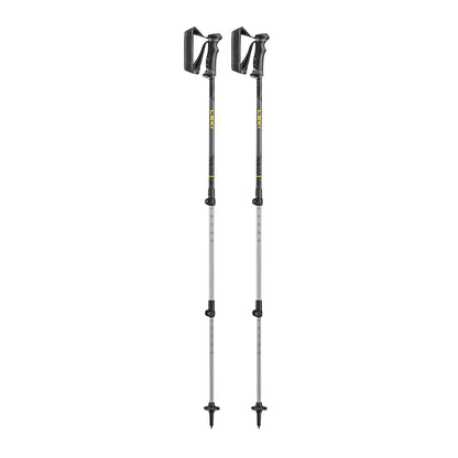 LEKI Journey Lite trekking poles pair in black and silver aluminum, fully extended