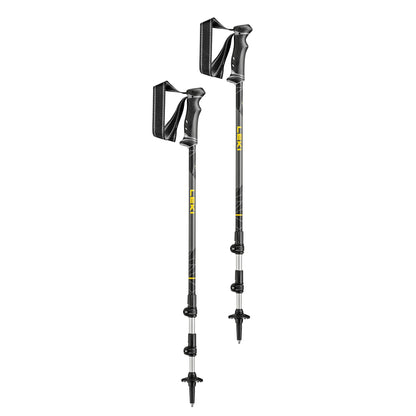 Angled view of LEKI Journey Lite trekking poles showing three-section adjustable design
