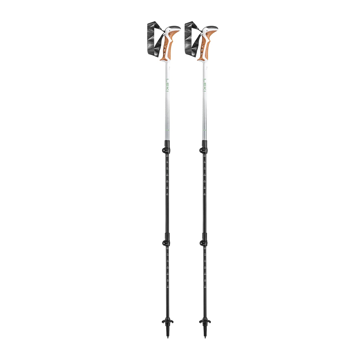 LEKI Jannu Trekking Poles – pair front view, white and black design