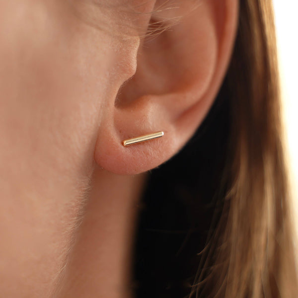 Victoire Collection - Gold plated designer bar earring: Silver