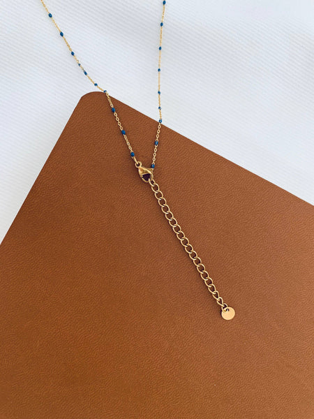 Victoire Collection - Lapis Lazuli Stone Pendant Stainless Steel Necklace: Dark Blue