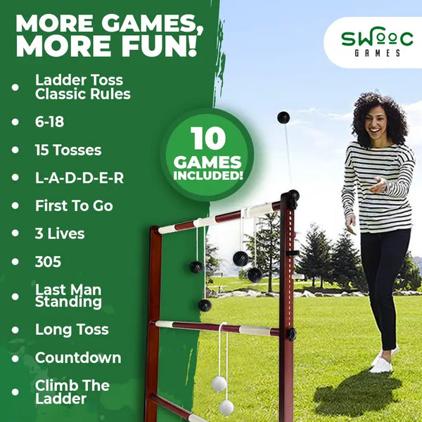Swooc Games - Wooden Ladder Ball Game Set