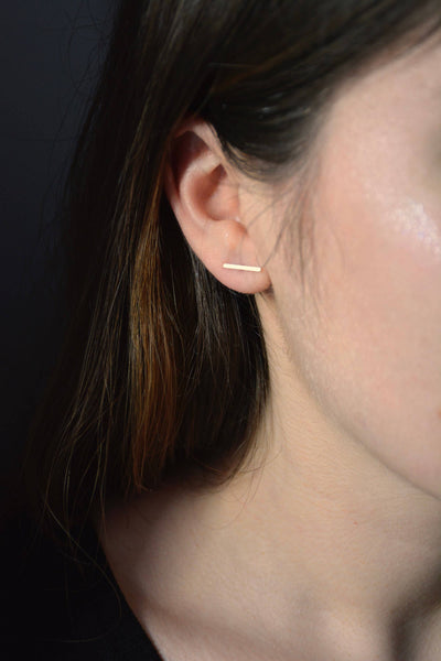 Victoire Collection - Gold plated designer bar earring: Silver