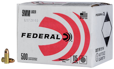 Federal Champion Training 9mm Luger 115 Grain