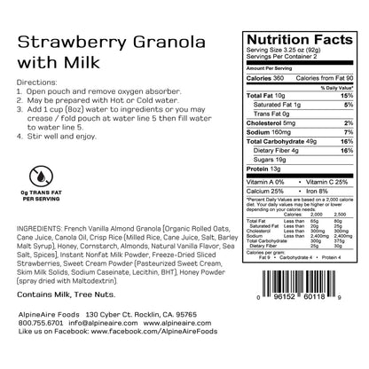 AlpineAire Strawberry Granola with Milk Freeze-Dried Breakfast