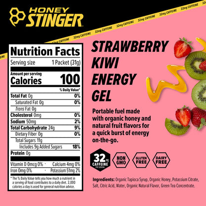 Honey Stinger Strawberry Kiwi Caffeinated Energy Gel