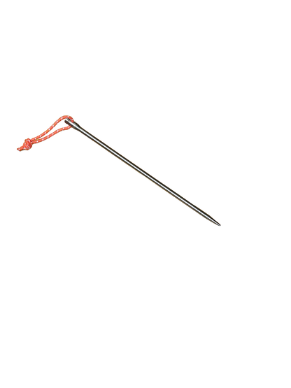 Red Beard’s Outfitter Molespike titanium tent stake with red pull cord
