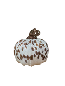 Muffinjaw Designs Large White Pumpkin with Gold Dots