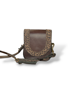 Reynolds Leather Crossbody Purse with Leopard Accents