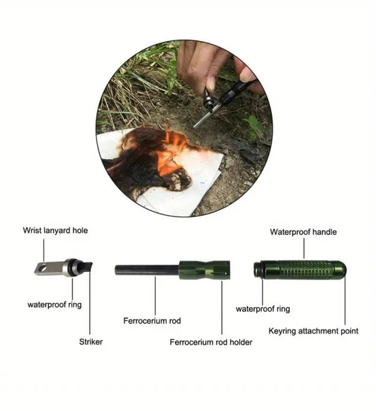 Firedrake Survival Firestarter - Reliable Ferrocerium Rod for Camping and Emergency Situations