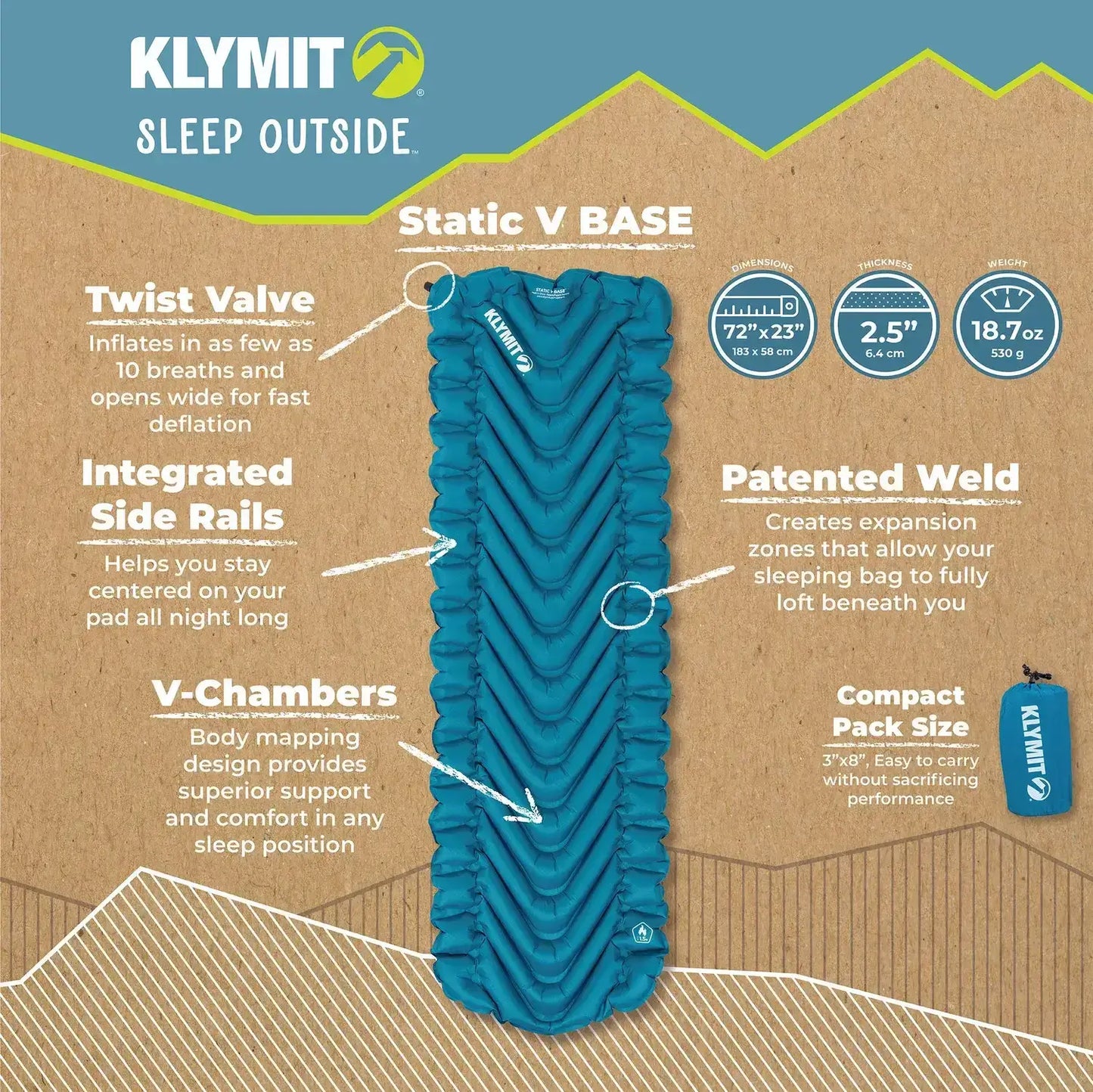 Klymit Static V Base Sleeping Pad – Ocean Depths