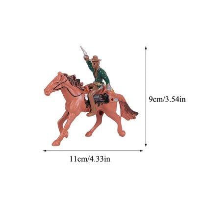 Plastic cowboy figures and horses with fences and accessories