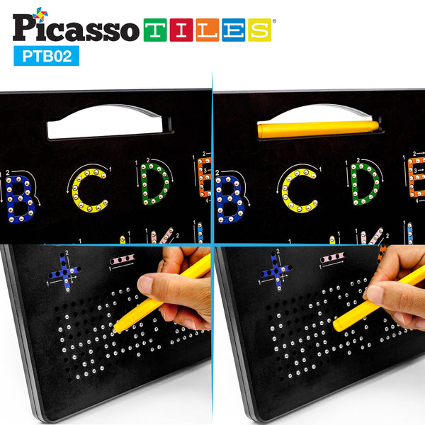 PicassoTiles - Alphabet and Number Magnetic Double-Sided Drawing Board