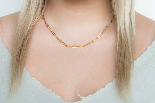 Luxury Gold Paper Clip Chain - 18" - Jewelry