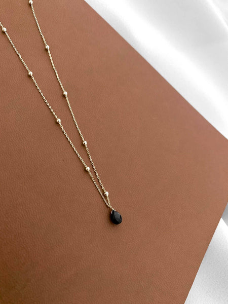 Victoire Collection Fine Necklace with Black Onyx Stone Pendant: Black Onyx