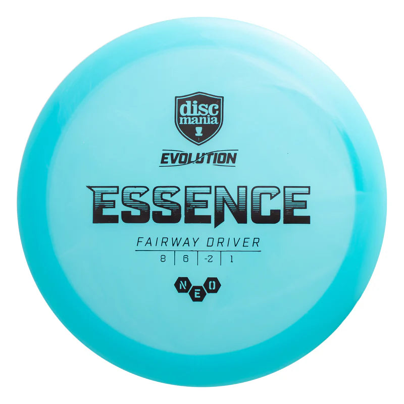 Discmania Essence Neo Fairway Driver in blue with Evolution stamp and 8 6 -2 1 flight numbers