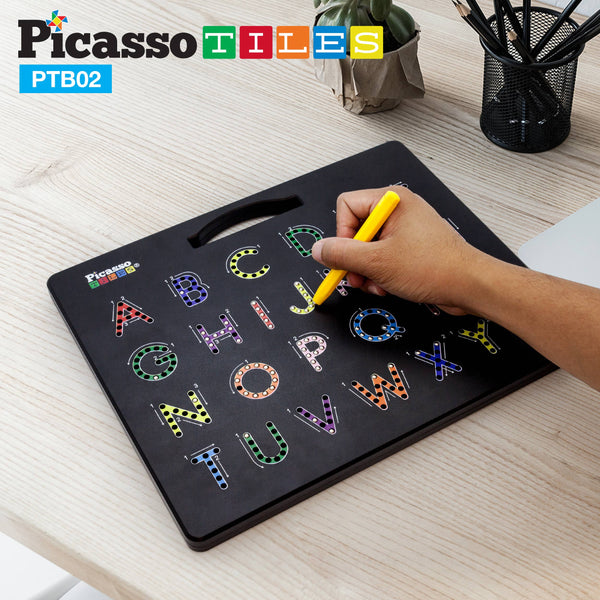 PicassoTiles - Alphabet and Number Magnetic Double-Sided Drawing Board