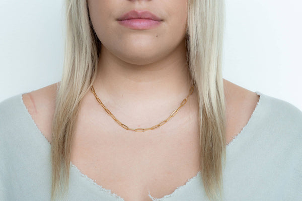 Luxury Gold Paper Clip Chain - 18" - Jewelry