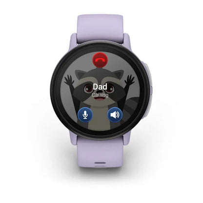 Garmin Bounce 2 kids smartwatch in Light Purple, right angle