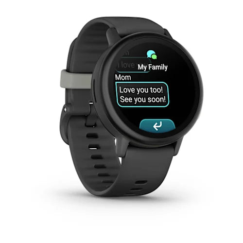 Garmin Bounce 2 kids smartwatch in Slate Gray, left angle