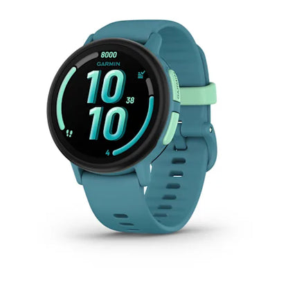 Garmin Bounce 2 kids smartwatch in Turquoise, front view