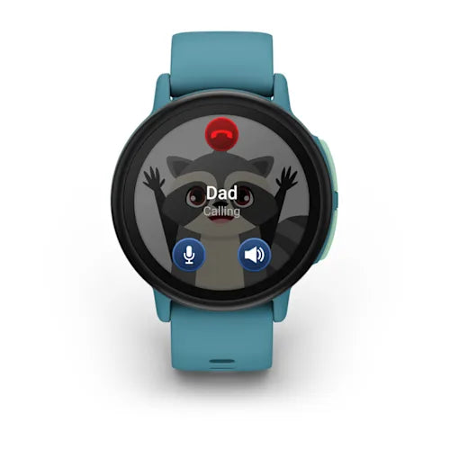 Garmin Bounce 2 kids smartwatch in Turquoise, right angle