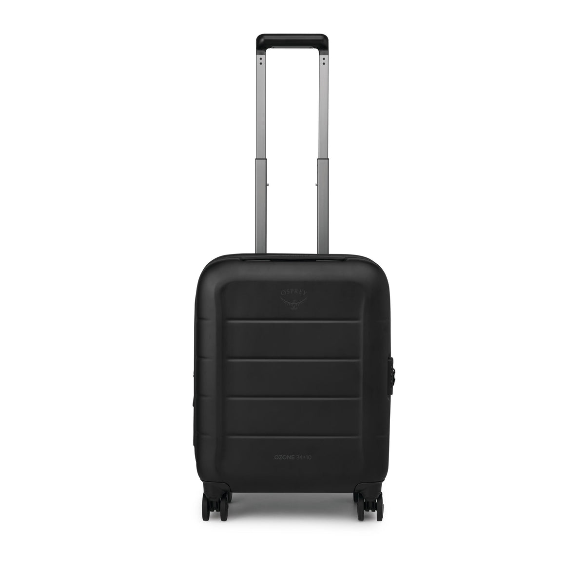 Osprey Ozone Expandable Carry-On suitcase in Black, front view